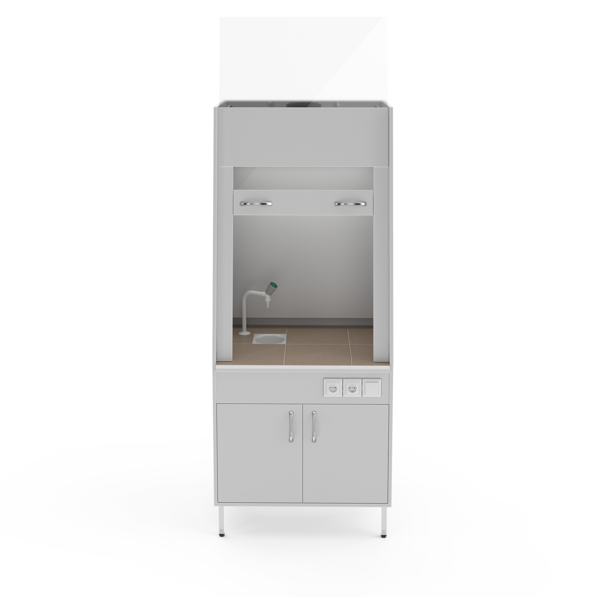 Вытяжной шкаф со столешницей из керамогранитной плитки и с сантехникой Теолаб ШВ-900 КГ-С