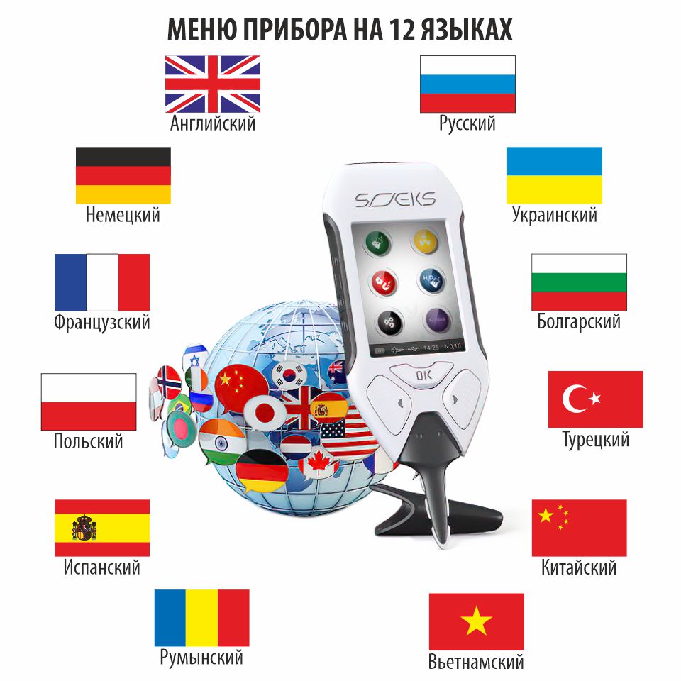 Анализатор экологический СОЭКС Эковизор F4 International (дозиметр, нитрат-тестер, оценка качества воды, индикатор ЭМ-поля)