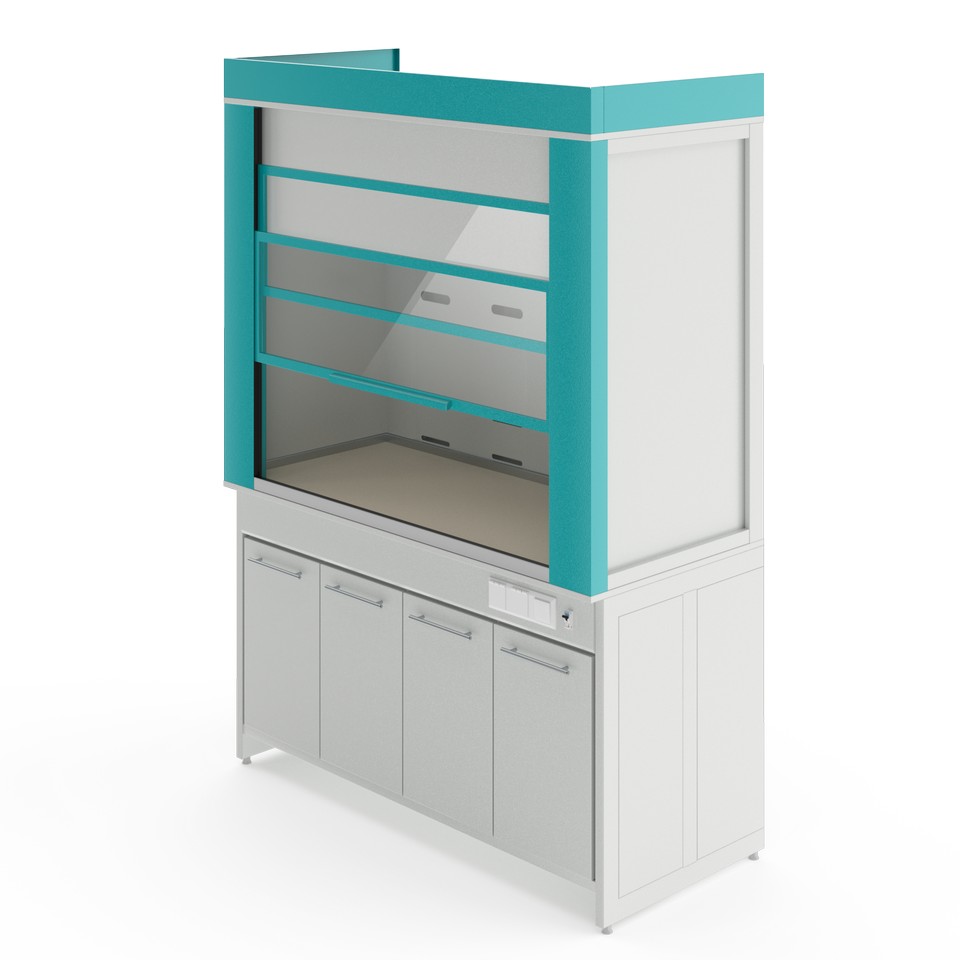 Металлический вытяжной шкаф без сантехники ШВМ НВК 1500 МОН (1560×725×2220)