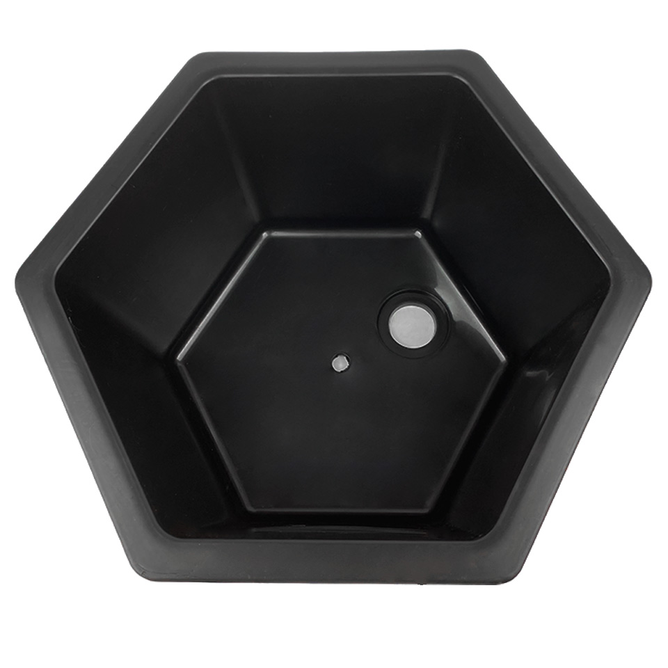 Шестигранная большая лабораторная раковина-мойка Stegler RM-6-410 (кран в центре, полипропиленовая, 410×410×320)