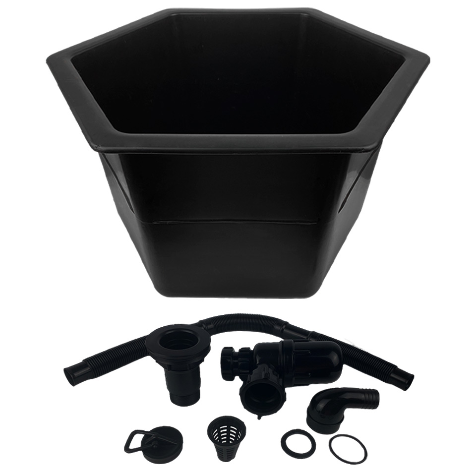 Шестигранная большая лабораторная раковина-мойка Stegler RM-6-410 (кран в центре, полипропиленовая, 410×410×320)