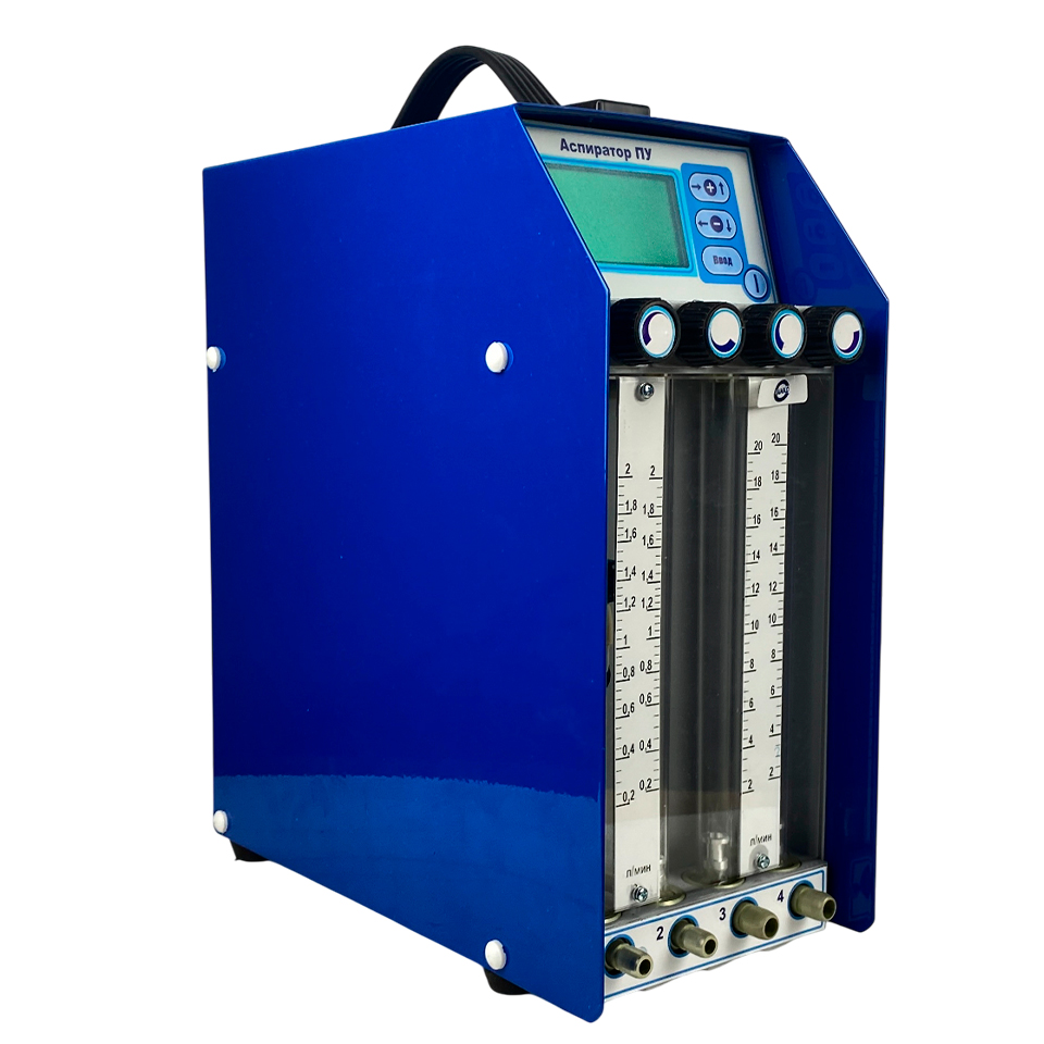 Аспиратор ПУ-4Э исп. 1 (автоматический отбор проб воздуха, паров и аэрозолей, питание от сети, внешнего и встроенного аккумулятора)