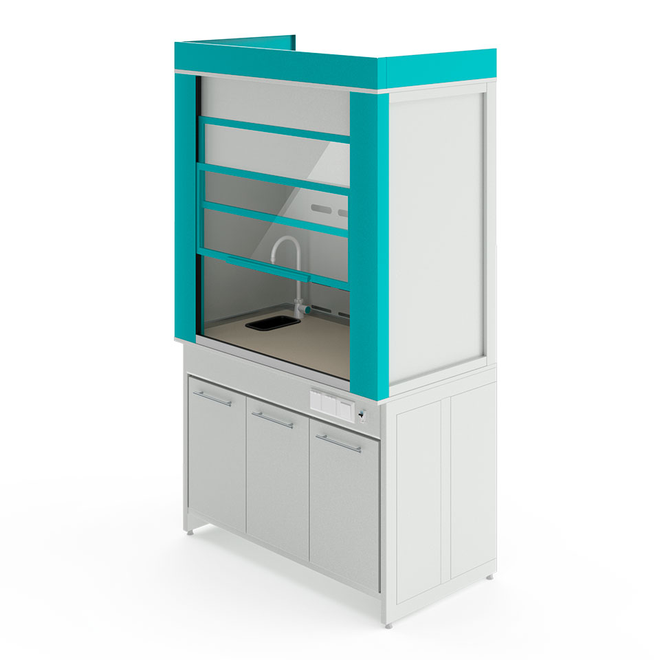 Металлический вытяжной шкаф с сантехникой Теолаб ШВМ-1200 МОН-С-Комфорт